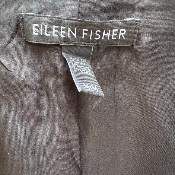 Eileen Fisher Jacket Long Black 100% Silk Open Front 3/4 Sleeve Classic Preppy M - Picture 10 of 10